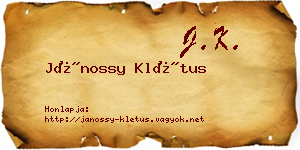 Jánossy Klétus névjegykártya
